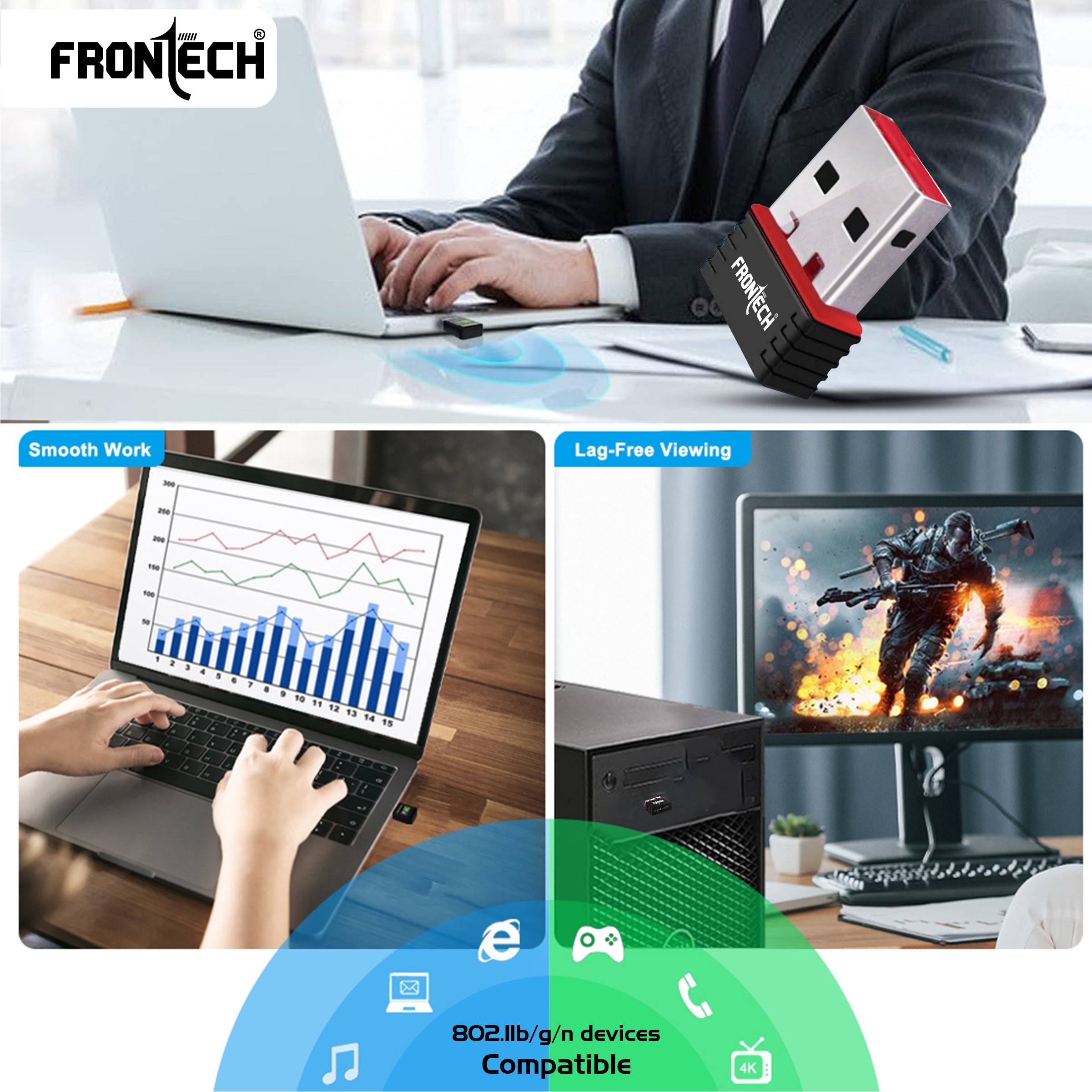 Frontech WiFi Dongle 150 Mbps (0843) Frontech WiFi Dongle 150 Mbps (0843)
